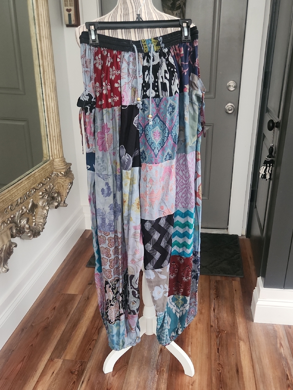 Floral Patchwork Wide Leg Pants